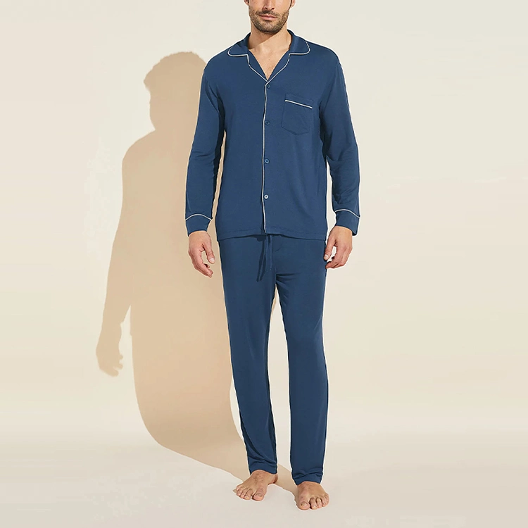 Sustainable Bamboo Mens Loungewear Organic Mens Custom Pyjamas Eco Friendly Men′s Lounge Wear