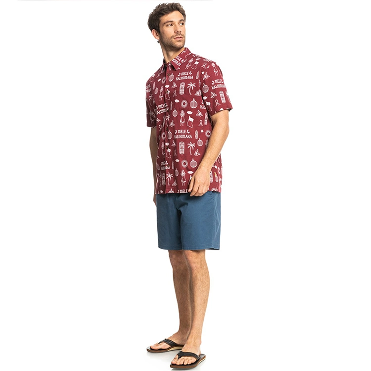 Organic Bamboo Shirts for Men Short Sleeve Print Men′ S Shirts Holiday Camisas Sustainable Men Wear Hawaiian Beach Shirt Resort Shirt Hawaiian Shirt