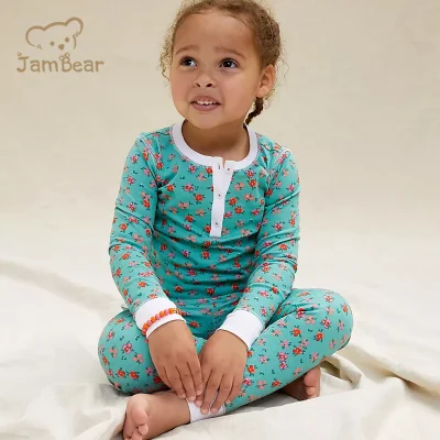 Детские пижамы Jambear из органического бамбука, детские пижамы, пижамные комплекты для младенцев, детская одежда для дома, детский спальный комплект на заказ